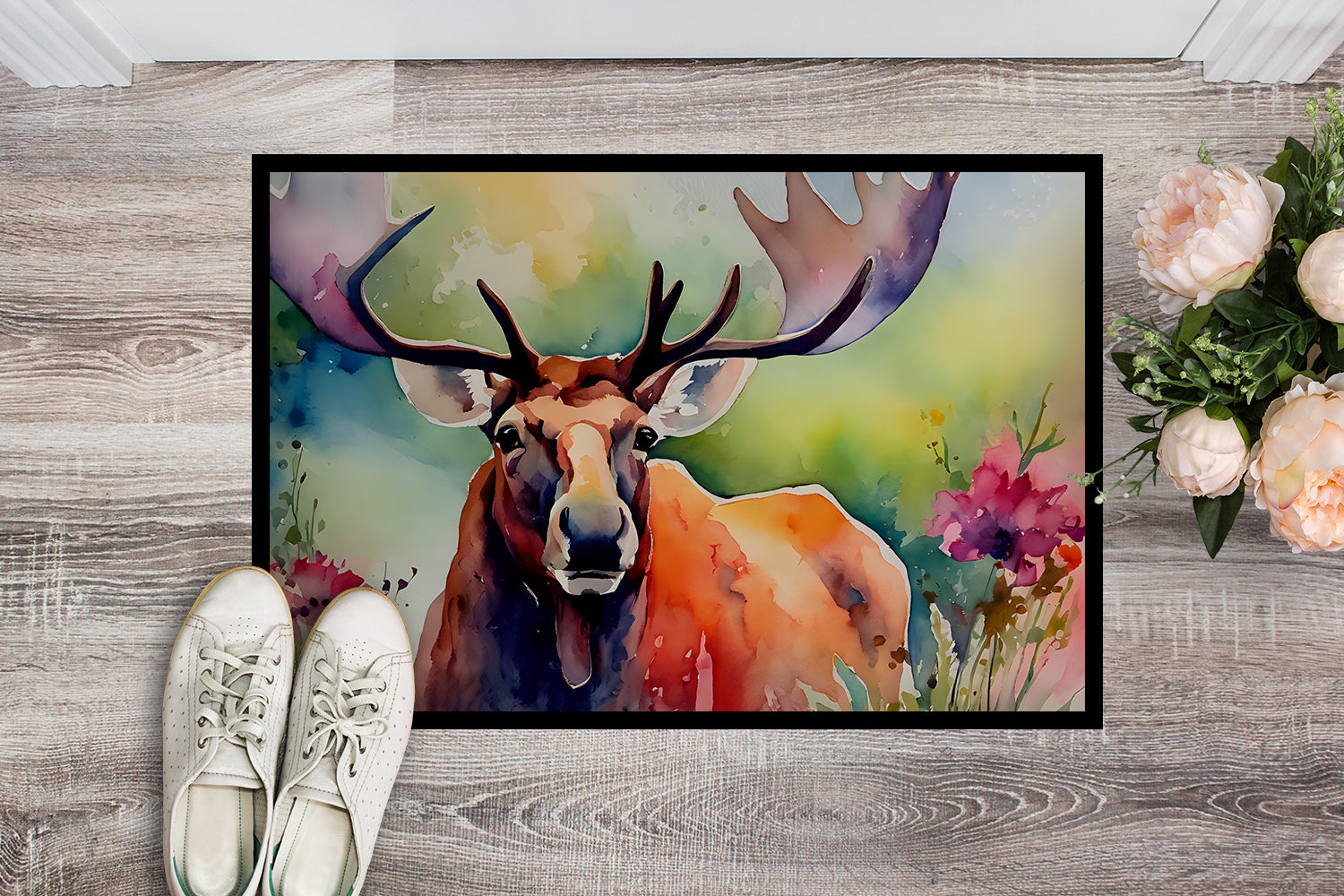 Moose Doormat Indoor Outdoor 24H X 36W Front Door Mat Rugs for Entryway, Non Slip Washable Low Pile,
