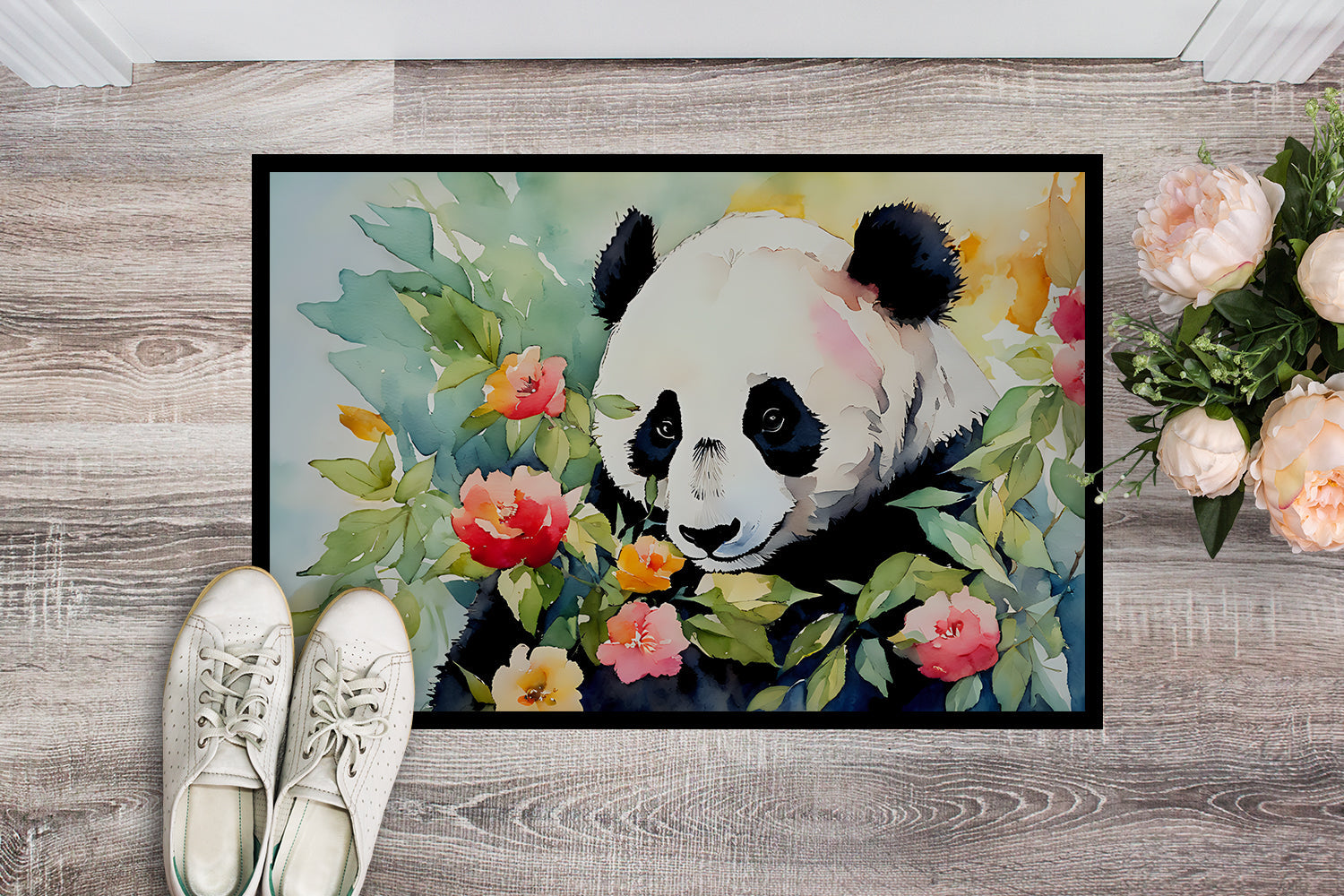 Panda Doormat Indoor Outdoor 18H X 27W Front Door Mat Rugs for Entryway, Non Slip Washable