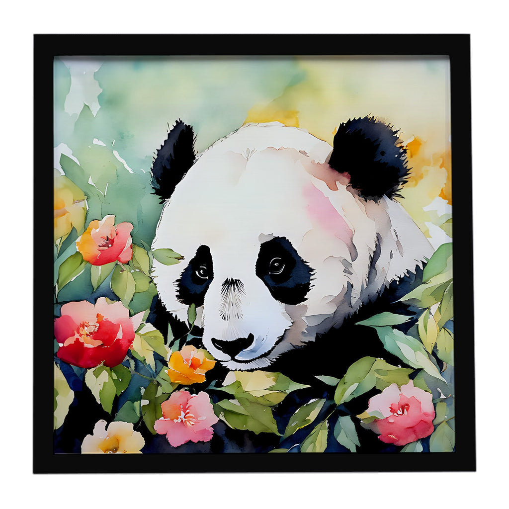 Panda Framed Metal Print Bathroom, Kitchen, Office, Home Decor Wall Art Ready to Hang, Square, 8X8