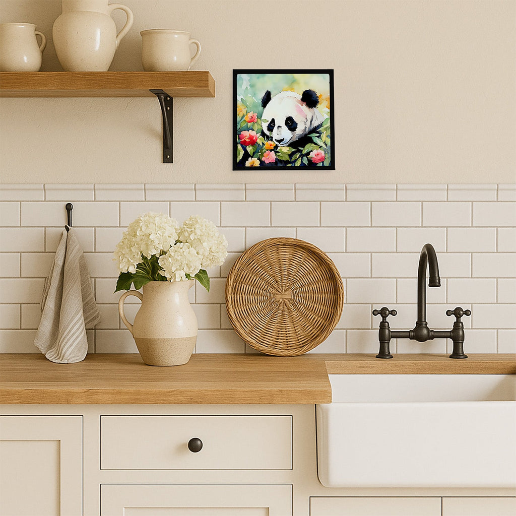 Panda Framed Metal Print Bathroom, Kitchen, Office, Home Decor Wall Art Ready to Hang, Square, 8X8