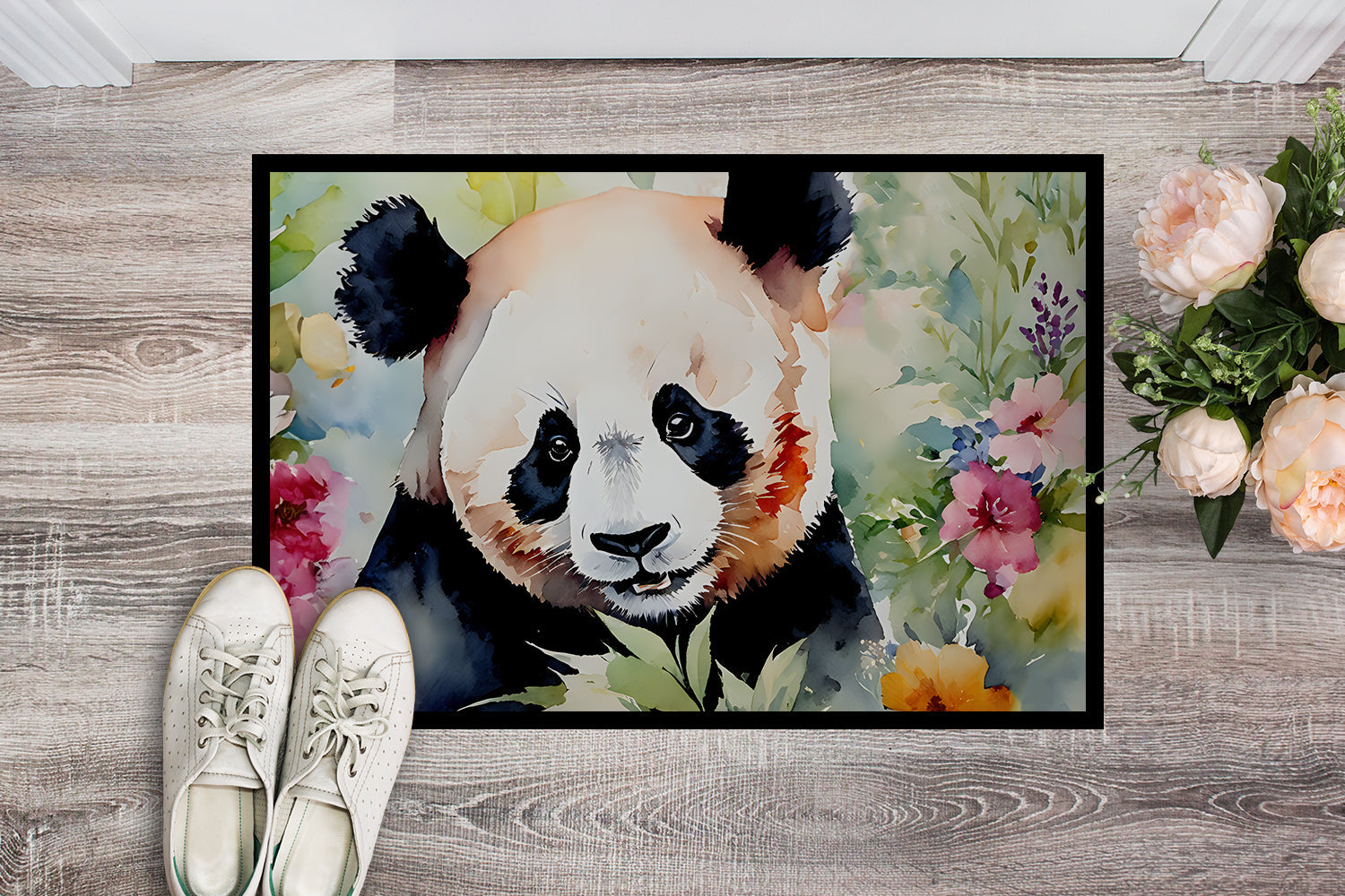 Panda Doormat Indoor Outdoor 18H X 27W Front Door Mat Rugs for Entryway, Non Slip Washable