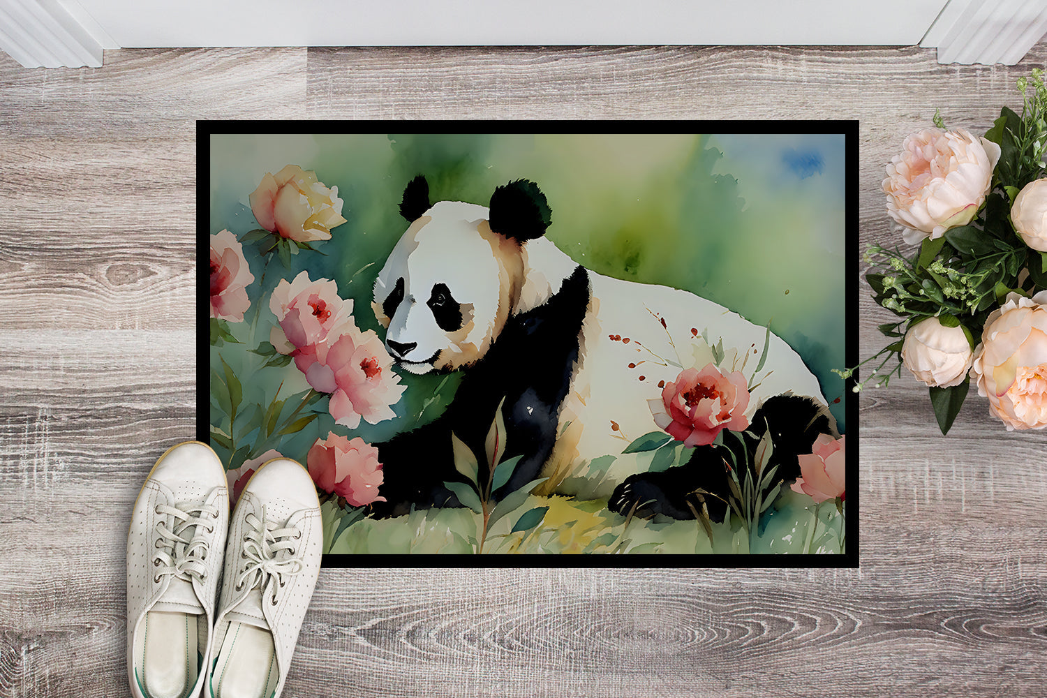 Panda Doormat Indoor Outdoor 18H X 27W Front Door Mat Rugs for Entryway, Non Slip Washable