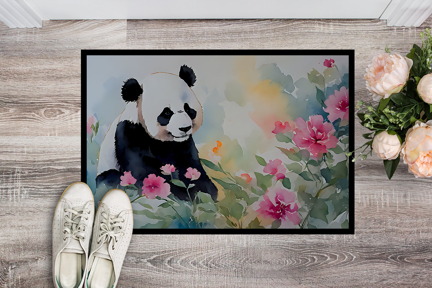 Panda Doormat Indoor Outdoor 18H X 27W Front Door Mat Rugs for Entryway, Non Slip Washable