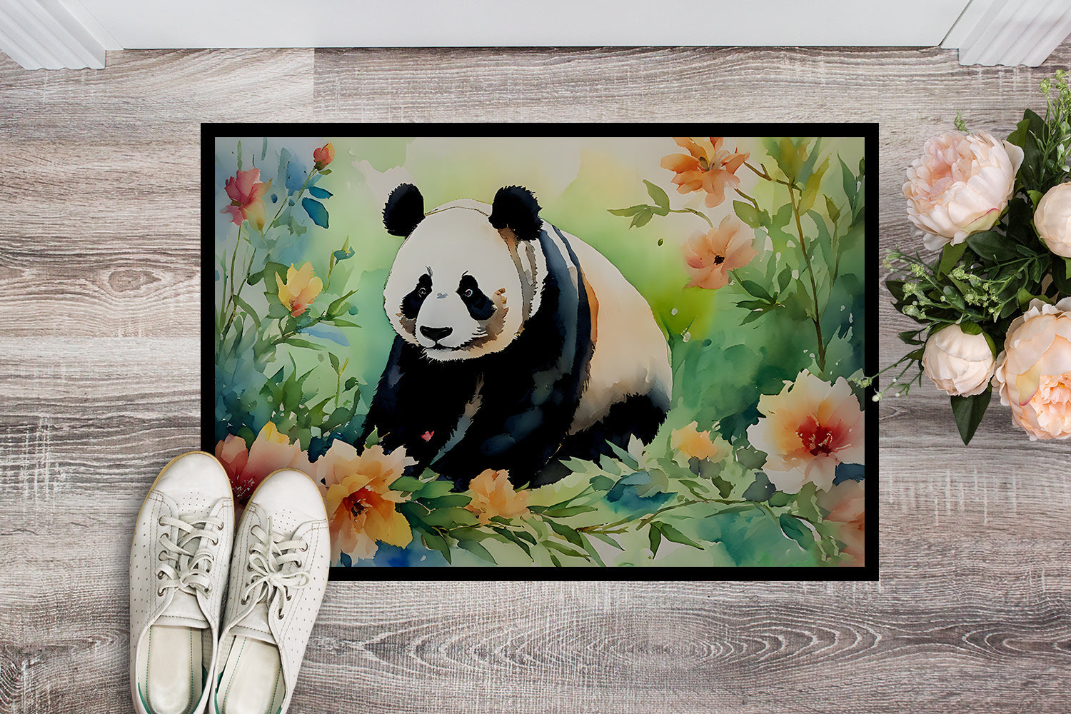 Panda Doormat Indoor Outdoor 18H X 27W Front Door Mat Rugs for Entryway, Non Slip Washable