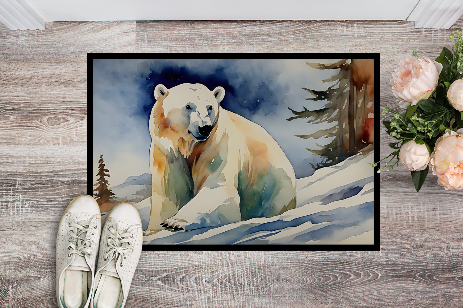 Polar Bear Doormat Indoor Outdoor 18H X 27W Front Door Mat Rugs for Entryway, Non Slip Washable