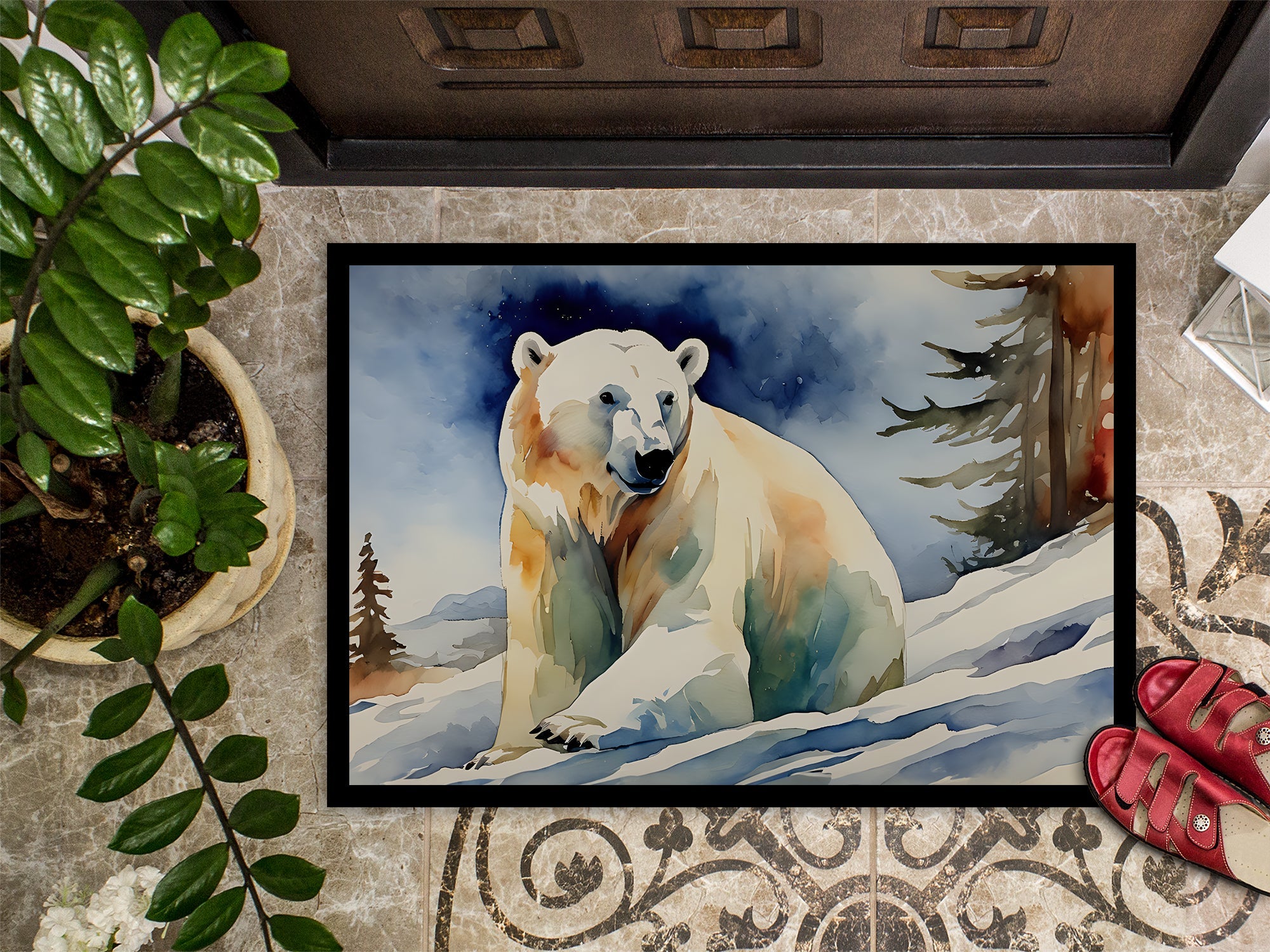Polar Bear Doormat Indoor Outdoor 18H X 27W Front Door Mat Rugs for Entryway, Non Slip Washable