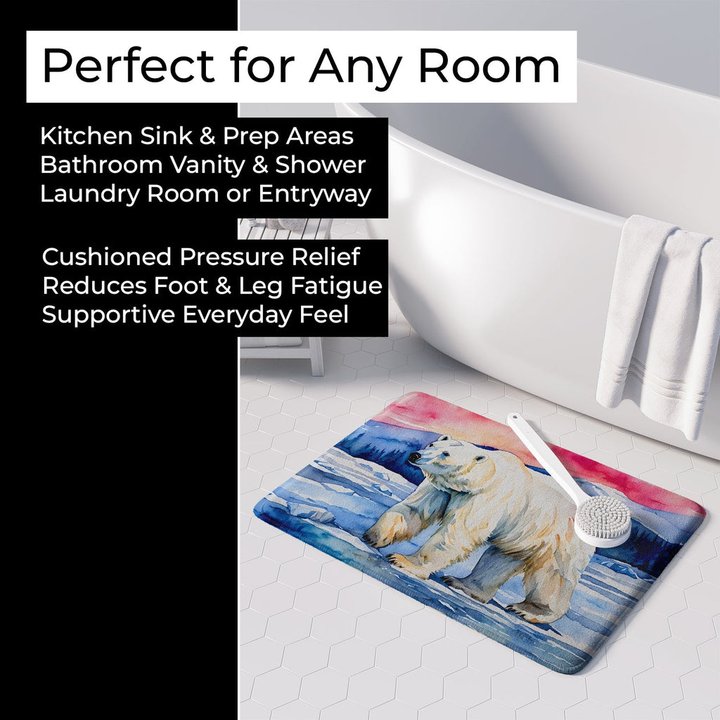Polar Bear Memory Foam Kitchen Mat Machine Washable Anti-Fatigue Cushion Comfort Bath or Kitchen Rug