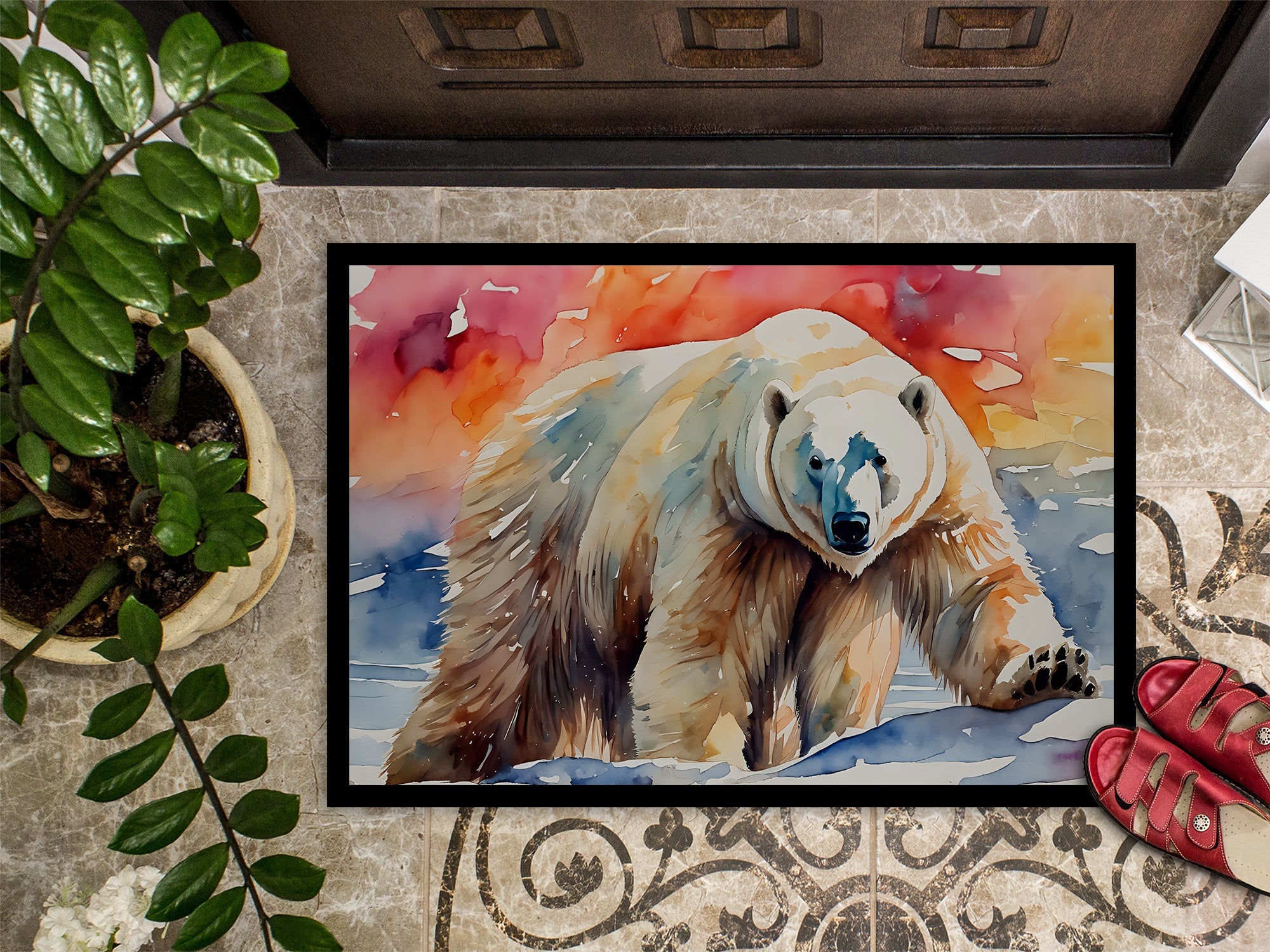 Polar Bear Doormat Indoor Outdoor 24H X 36W Front Door Mat Rugs for Entryway, Non Slip Washable Low Pile,