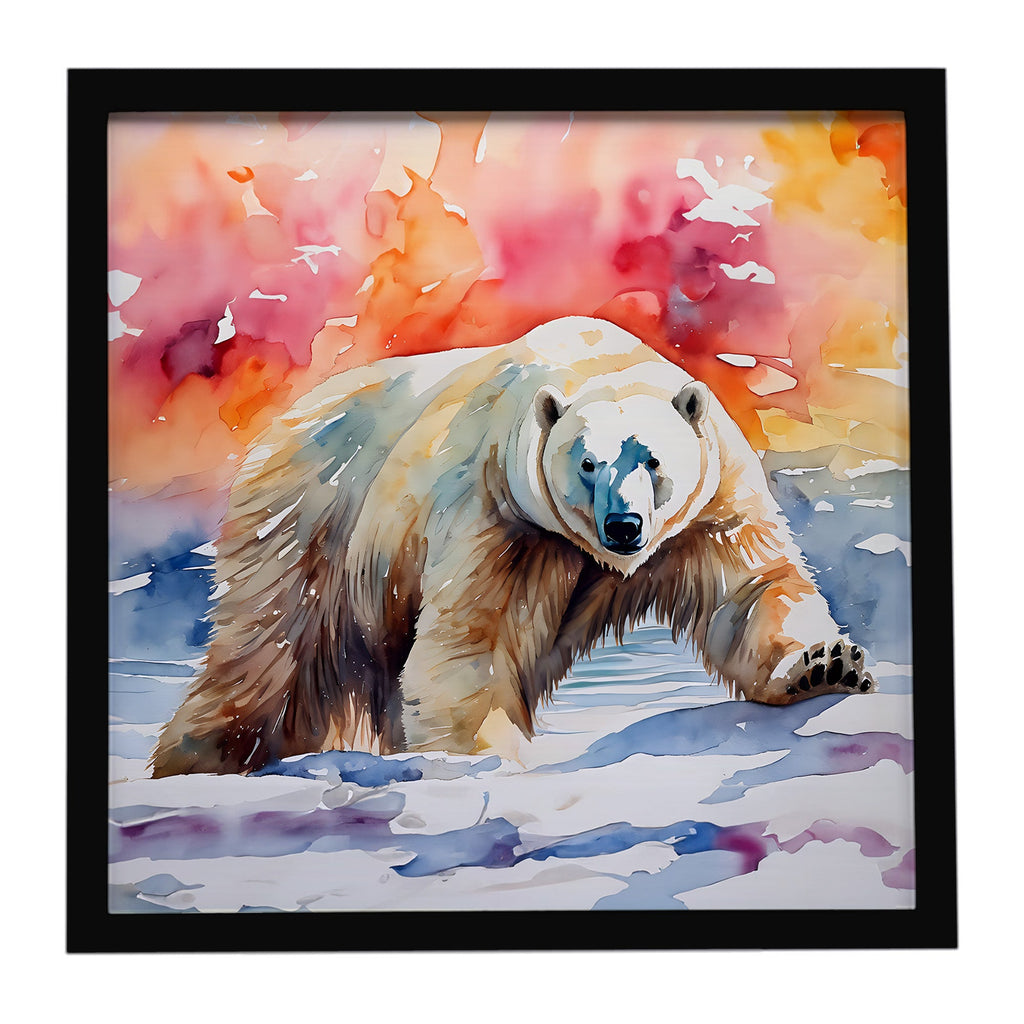 Polar Bear Framed Metal Print Bathroom, Kitchen, Office, Home Decor Wall Art Ready to Hang, Square, 8X8