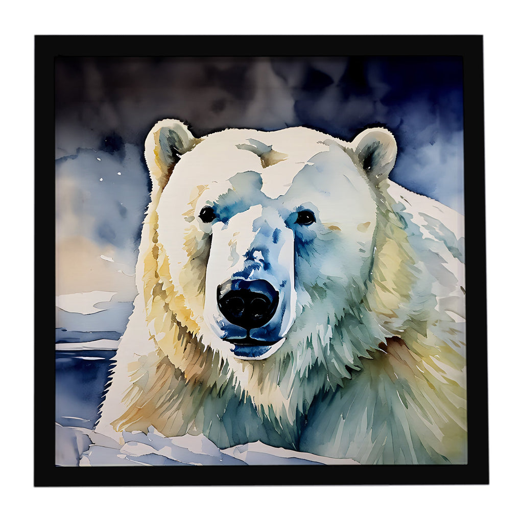 Polar Bear Framed Metal Print Bathroom, Kitchen, Office, Home Decor Wall Art Ready to Hang, Square, 8X8