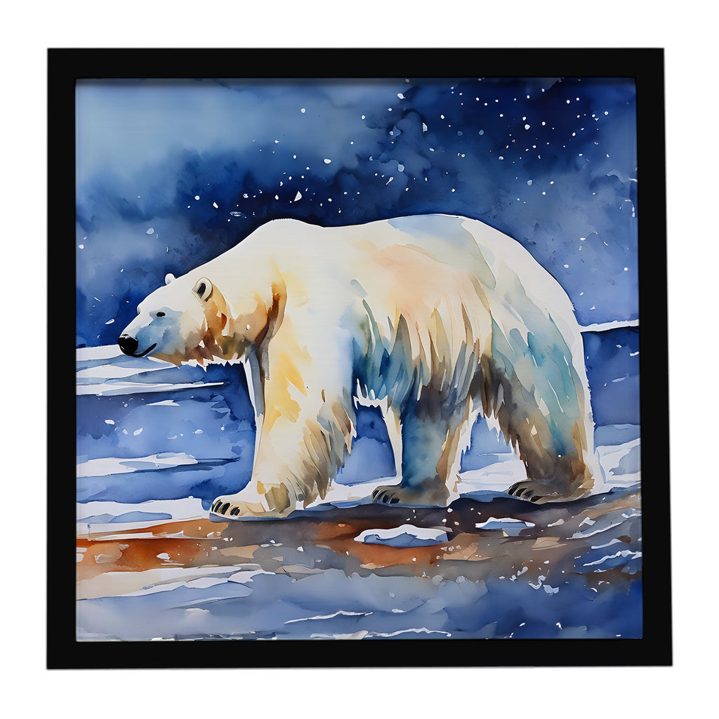 Polar Bear Framed Metal Print Bathroom, Kitchen, Office, Home Decor Wall Art Ready to Hang, Square, 8X8