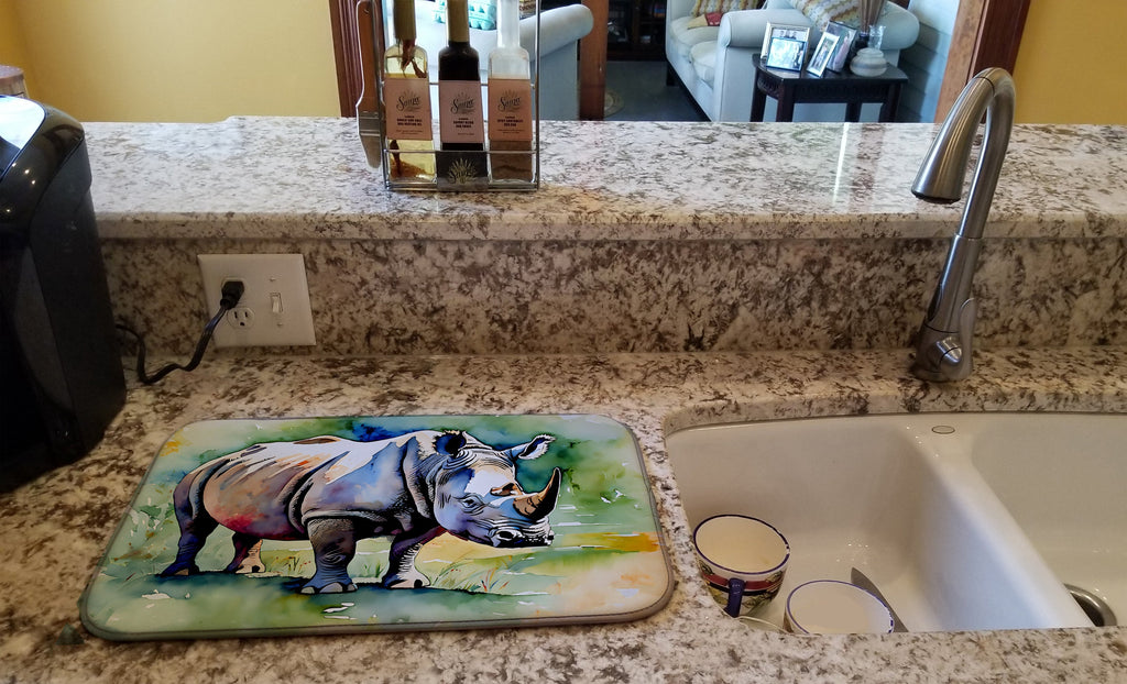 Rhinoceros Dish Drying Mat Absorbent Dish Drying Mat Pad for Kitchen Counter Dish Drainer Mat for Countertop, 14 x 21", Multicolor