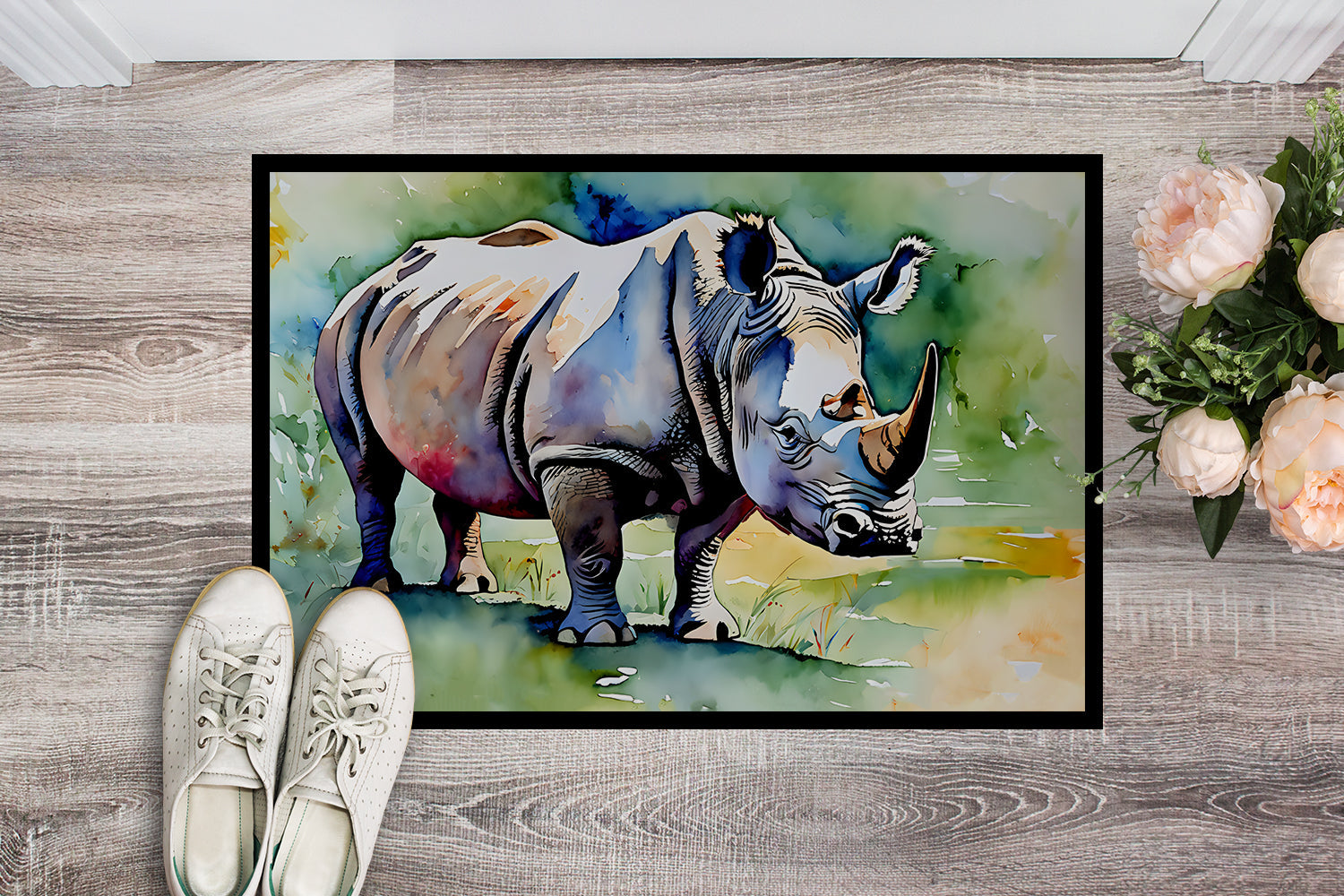 Rhinoceros Doormat Indoor Outdoor 24H X 36W Front Door Mat Rugs for Entryway, Non Slip Washable Low Pile,