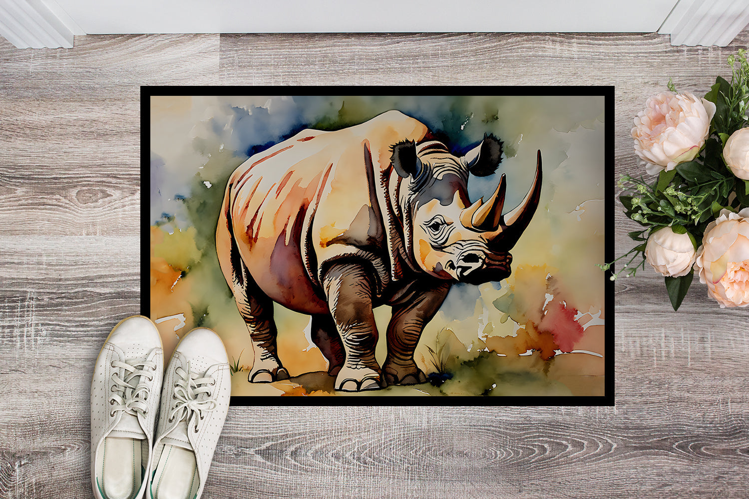 Rhinoceros Doormat Indoor Outdoor 24H X 36W Front Door Mat Rugs for Entryway, Non Slip Washable Low Pile,