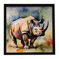 Rhinoceros Framed Metal Print Bathroom, Kitchen, Office, Home Decor Wall Art Ready to Hang, Square, 8X8
