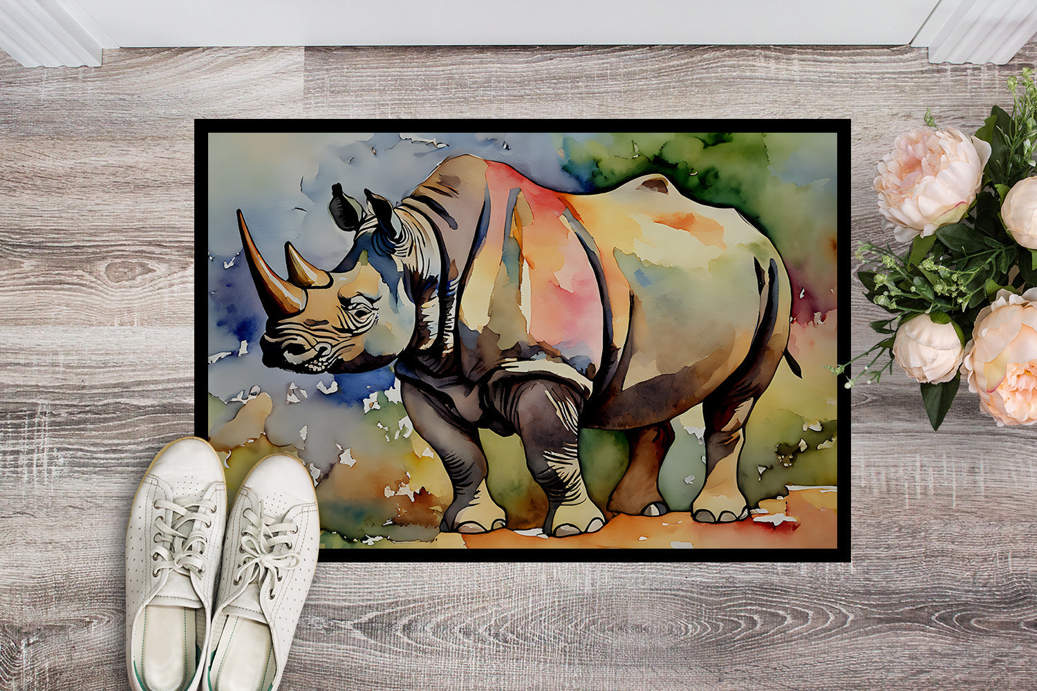 Rhinoceros Doormat Indoor Outdoor 24H X 36W Front Door Mat Rugs for Entryway, Non Slip Washable Low Pile,