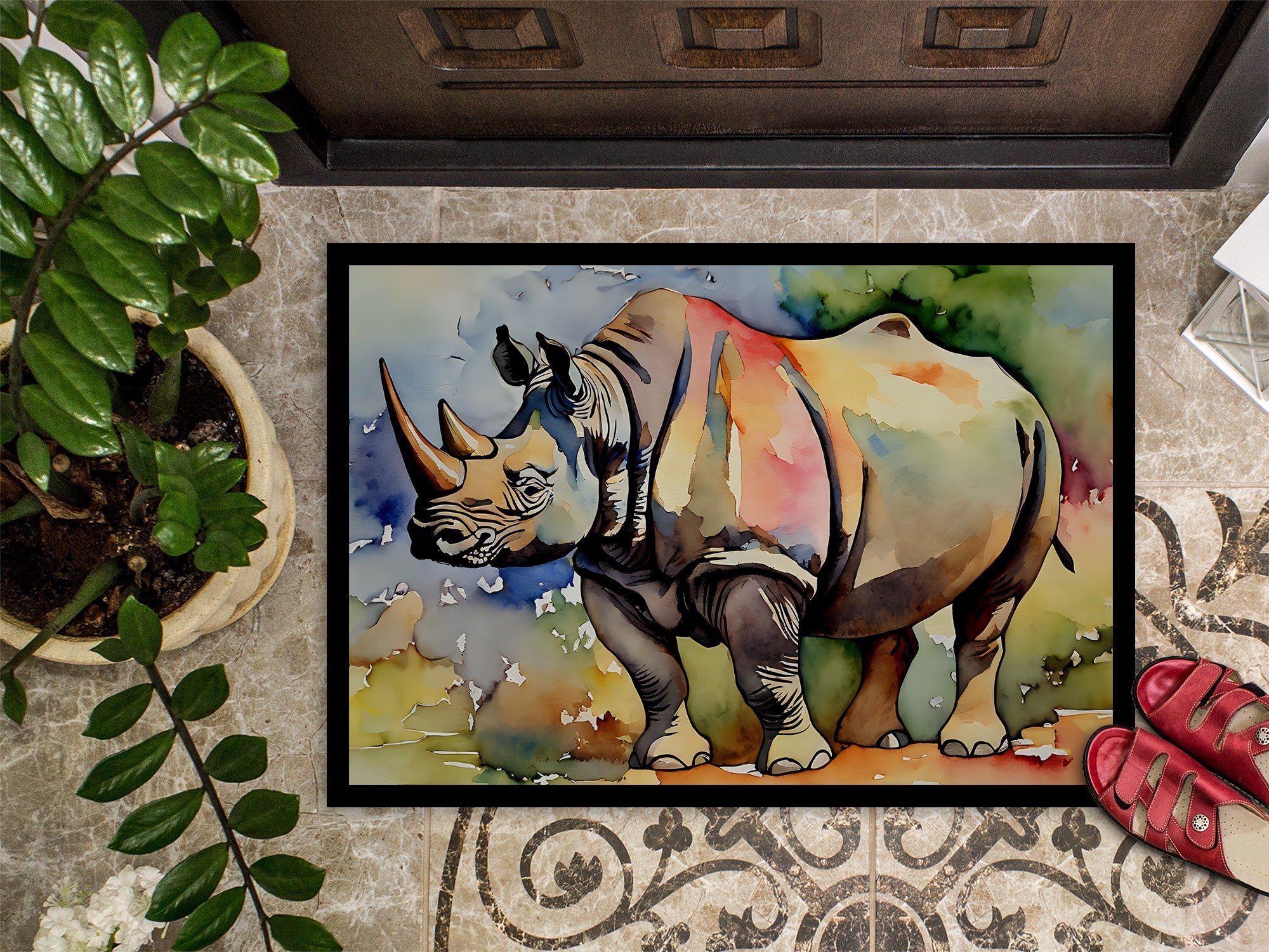Rhinoceros Doormat Indoor Outdoor 18H X 27W Front Door Mat Rugs for Entryway, Non Slip Washable