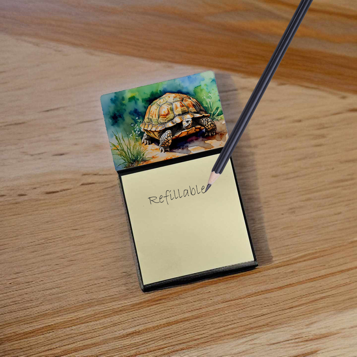 Turtles Tortoises Watercolor Sticky Note Holder Refillable Dispenser Desk Accessory 3x3 Pad Gift