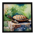 Turtles Tortoises Framed Metal Print Bathroom, Kitchen, Office, Home Decor Wall Art Ready to Hang, Square, 8X8