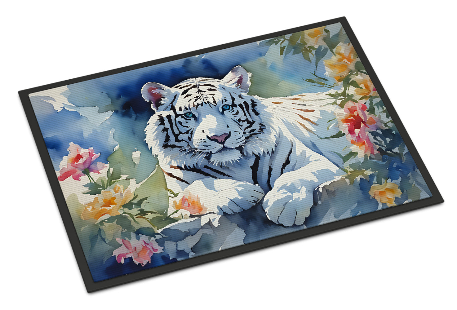 White Tiger Doormat Indoor Outdoor 24H X 36W Front Door Mat Rugs for Entryway, Non Slip Washable Low Pile,