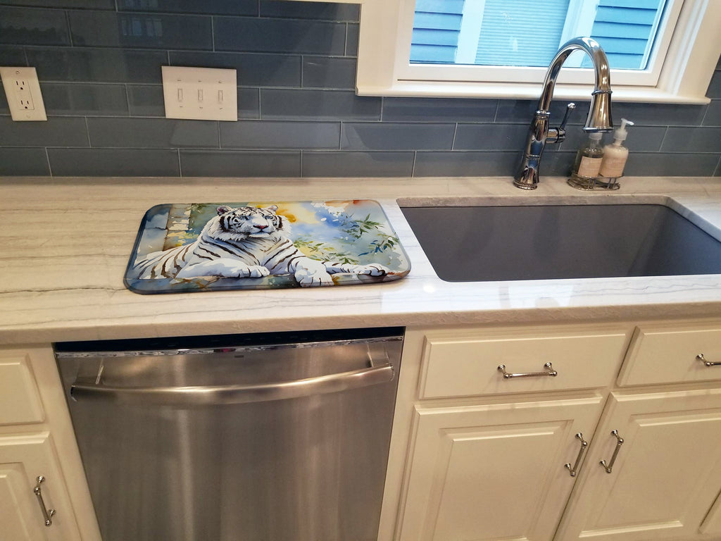 White Tiger Dish Drying Mat Absorbent Dish Drying Mat Pad for Kitchen Counter Dish Drainer Mat for Countertop, 14 x 21", Multicolor