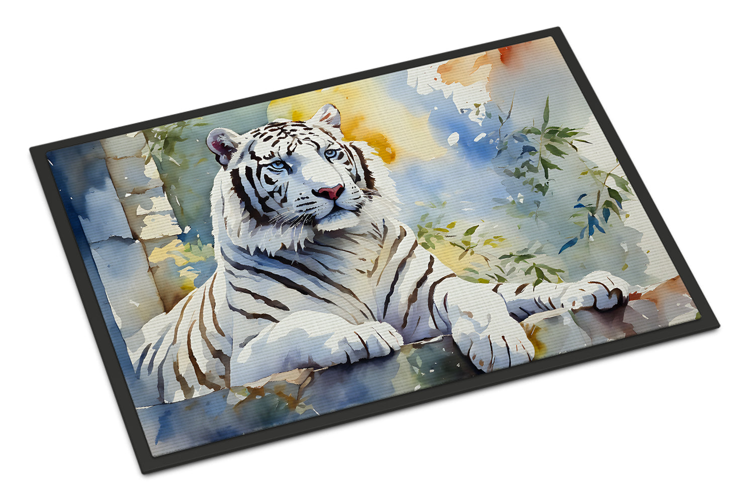 White Tiger Doormat Indoor Outdoor 24H X 36W Front Door Mat Rugs for Entryway, Non Slip Washable Low Pile,