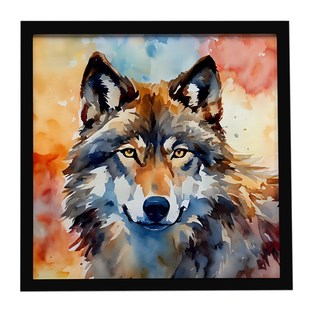 Wolves Wolf  Framed Metal Print Bathroom, Kitchen, Office, Home Decor Wall Art Ready to Hang, Square, 8X8