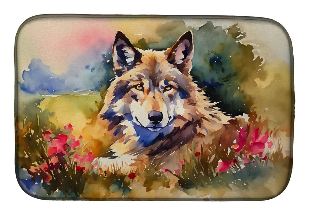 Wolves Wolf Dish Drying Mat Absorbent Dish Drying Mat Pad for Kitchen Counter Dish Drainer Mat for Countertop, 14 x 21", Multicolor