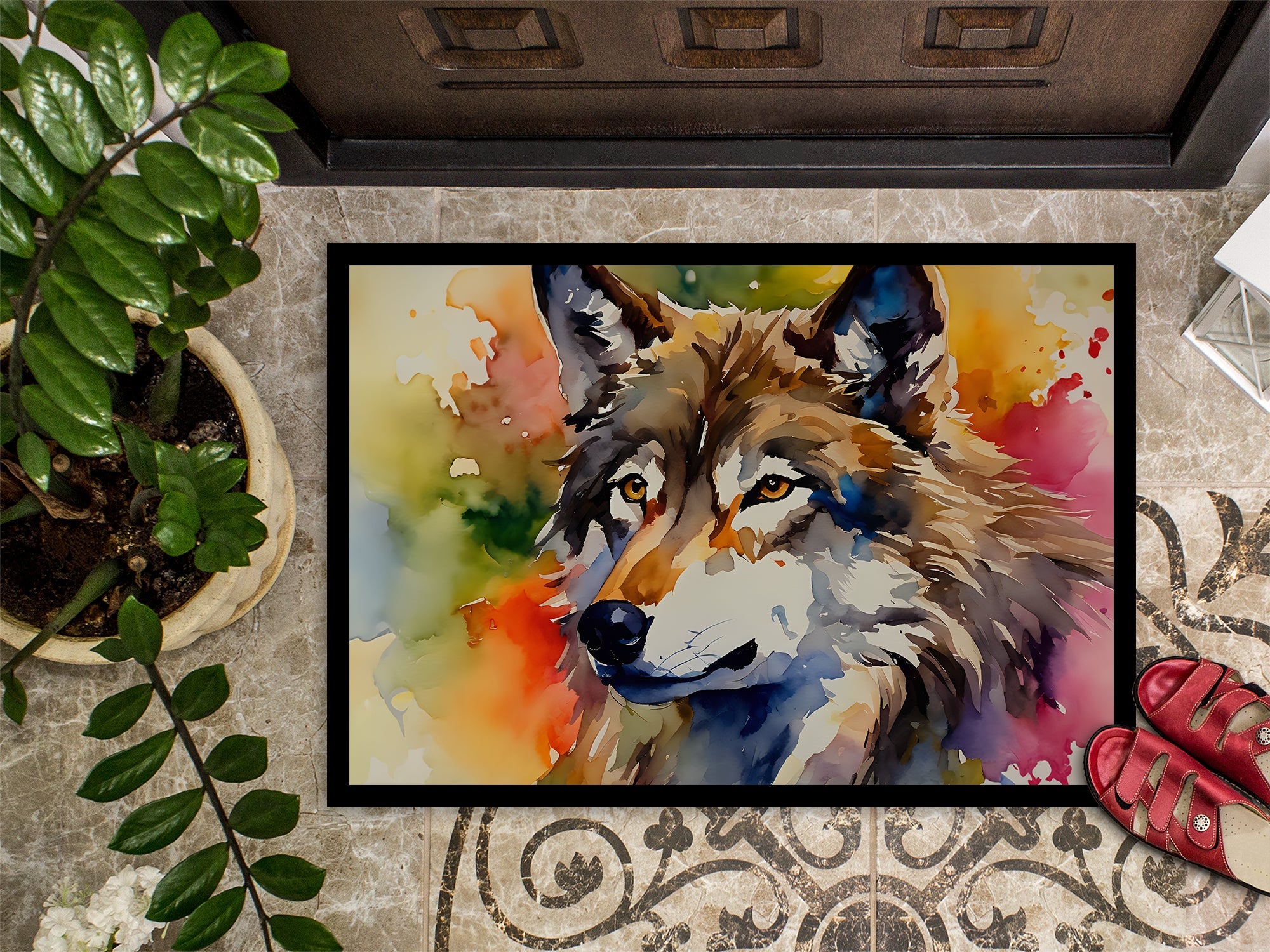 Wolves Wolf  Doormat Indoor Outdoor 24H X 36W Front Door Mat Rugs for Entryway, Non Slip Washable Low Pile,
