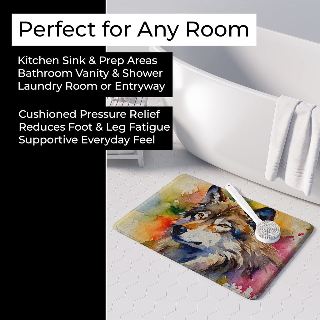 Wolves Wolf Memory Foam Kitchen Mat Machine Washable Anti-Fatigue Cushion Comfort Bath or Kitchen Rug