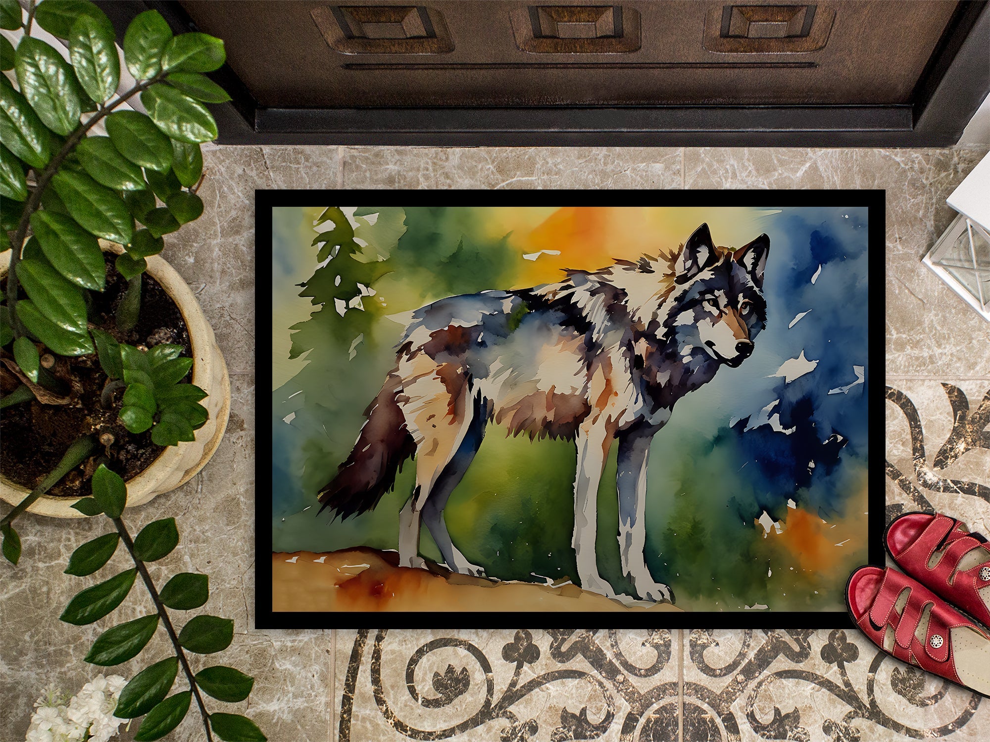 Wolves Wolf  Doormat Indoor Outdoor 18H X 27W Front Door Mat Rugs for Entryway, Non Slip Washable
