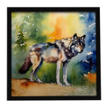 Wolves Wolf  Framed Metal Print Bathroom, Kitchen, Office, Home Decor Wall Art Ready to Hang, Square, 8X8