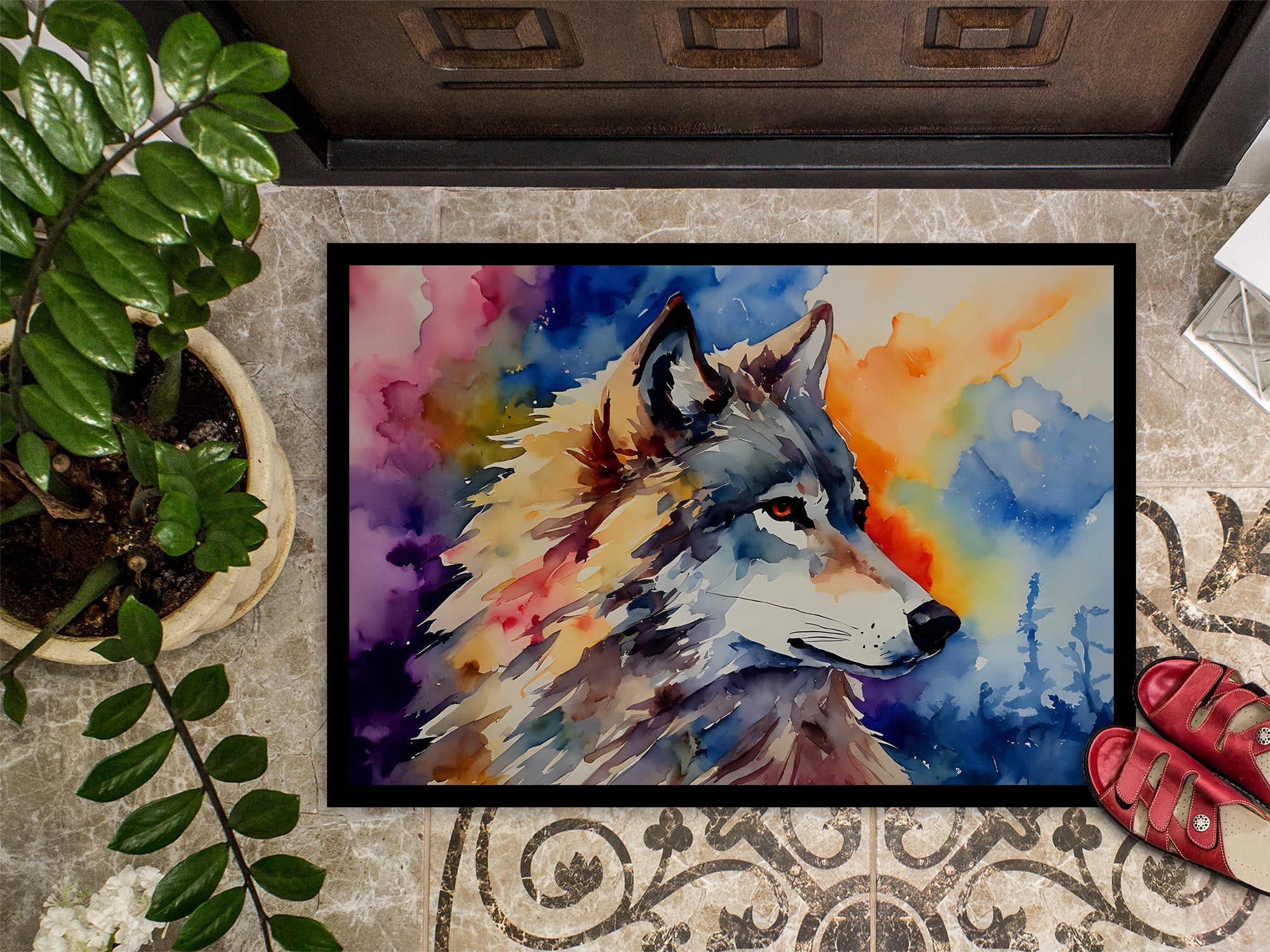 Wolves Wolf  Doormat Indoor Outdoor 24H X 36W Front Door Mat Rugs for Entryway, Non Slip Washable Low Pile,