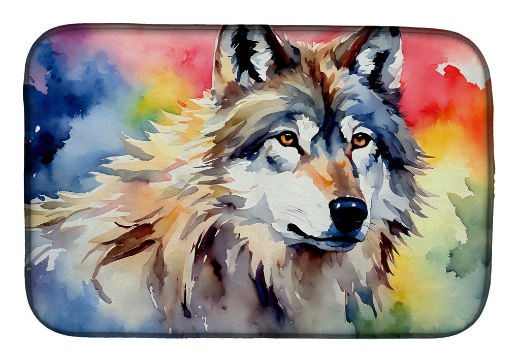 Wolves Wolf  Dish Drying Mat Absorbent Dish Drying Mat Pad for Kitchen Counter Dish Drainer Mat for Countertop, 14 x 21", Multicolor