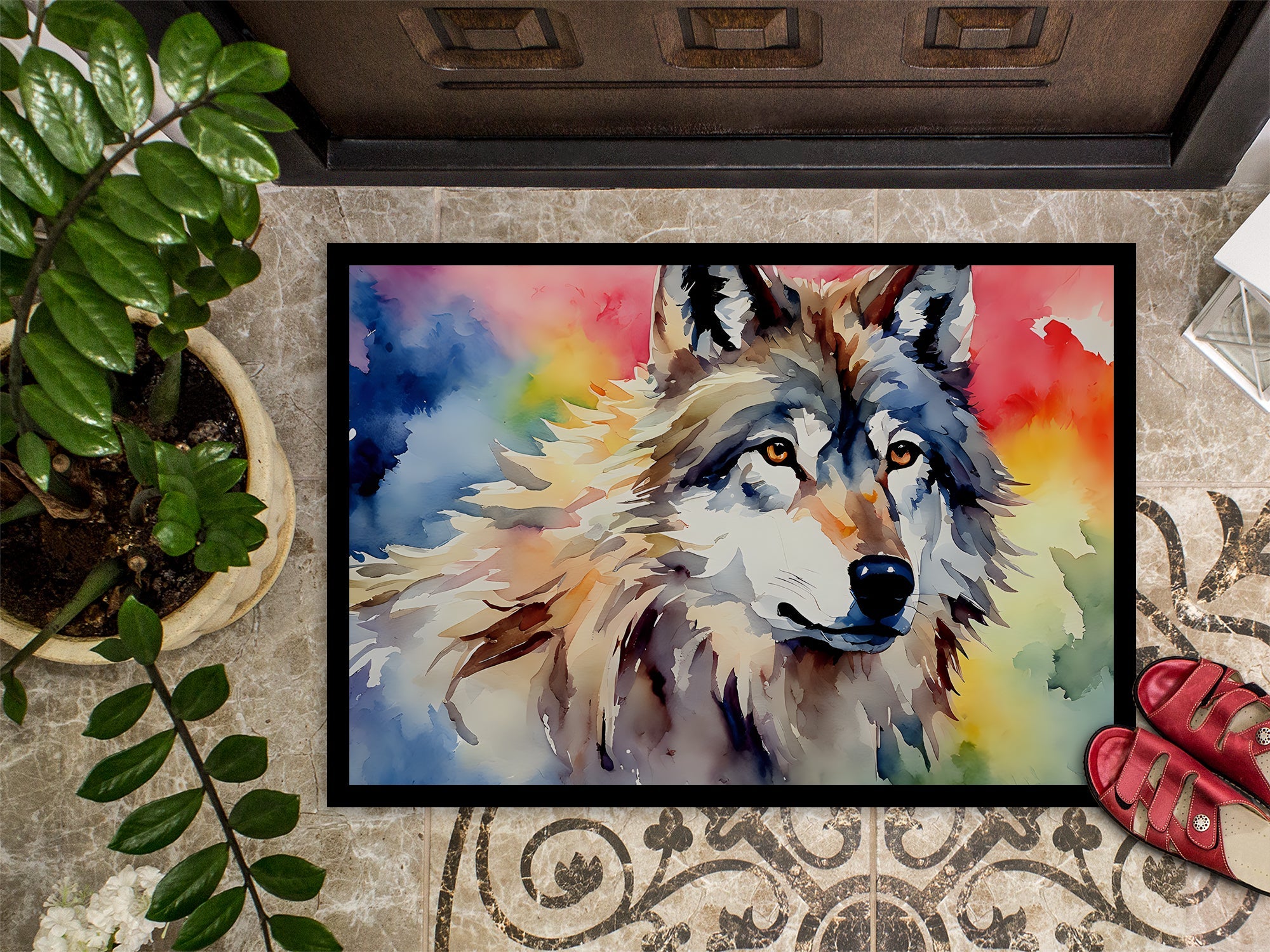 Wolves Wolf  Doormat Indoor Outdoor 24H X 36W Front Door Mat Rugs for Entryway, Non Slip Washable Low Pile,