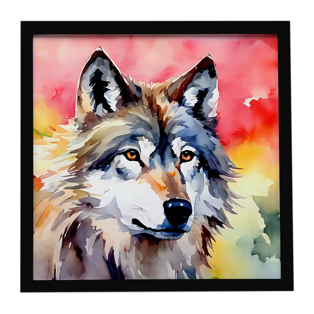 Wolves Wolf  Framed Metal Print Bathroom, Kitchen, Office, Home Decor Wall Art Ready to Hang, Square, 8X8