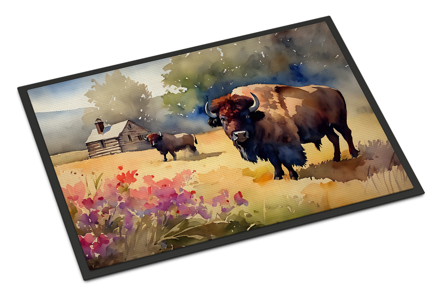 Wood Bison Doormat Indoor Outdoor 24H X 36W Front Door Mat Rugs for Entryway, Non Slip Washable Low Pile,