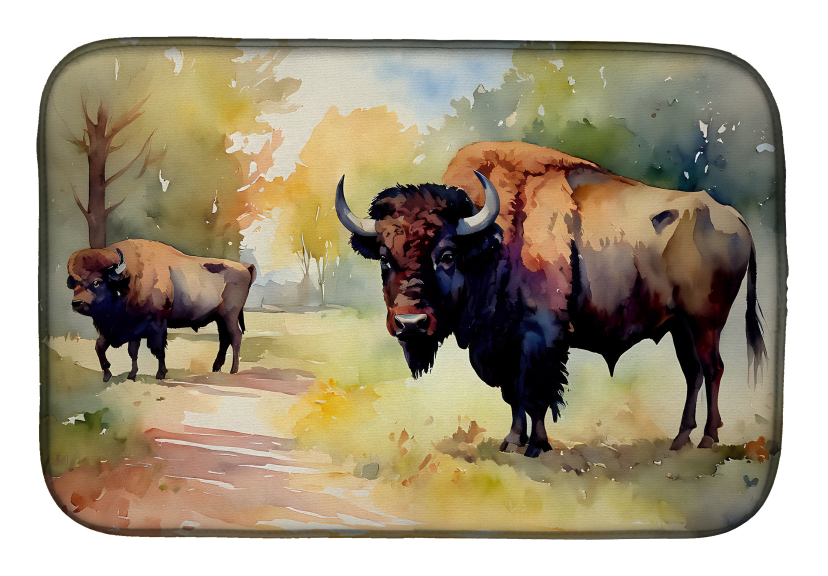 Wood Bison Dish Drying Mat Absorbent Dish Drying Mat Pad for Kitchen Counter Dish Drainer Mat for Countertop, 14 x 21", Multicolor