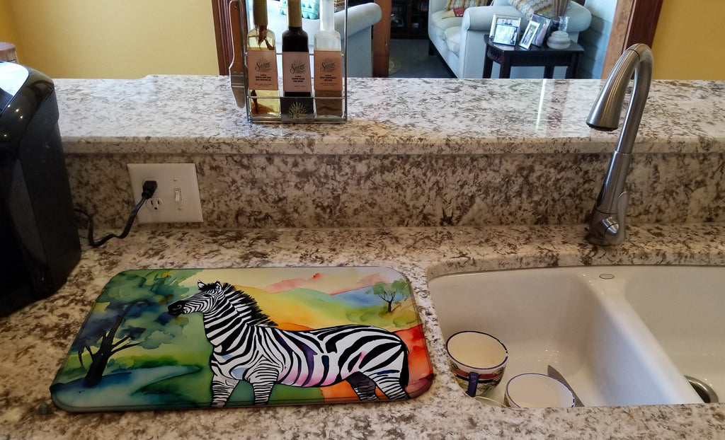 Zebra Dish Drying Mat Absorbent Dish Drying Mat Pad for Kitchen Counter Dish Drainer Mat for Countertop, 14 x 21", Multicolor
