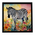 Zebra Framed Metal Print Bathroom, Kitchen, Office, Home Decor Wall Art Ready to Hang, Square, 8X8