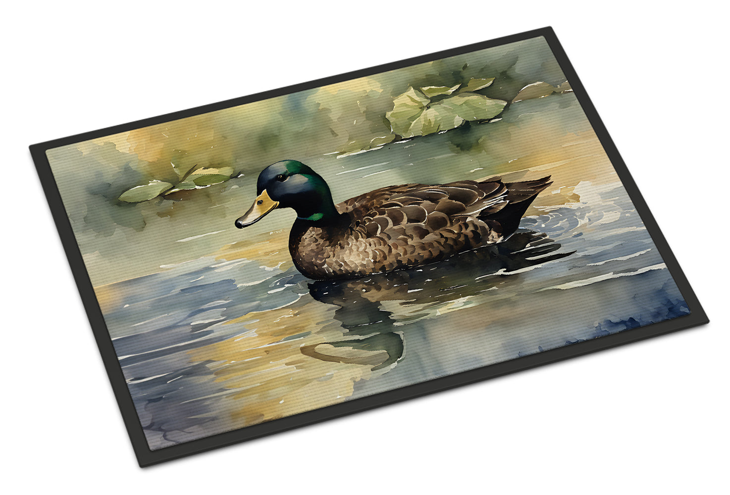 Mallard Duck Swimming Lake Doormat Indoor Outdoor 24H X 36W Front Door Mat Rugs for Entryway, Non Slip Washable Low Pile,
