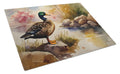 Mallard Duck Standing Lakeside Cutting Board Tempered Glass Kitchen Cutting Surface, Heat Resistant Chopping, Non-Slip Feet, Food Prep & Serving