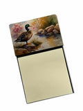 Mallard Duck Standing Lakeside Watercolor Sticky Note Holder Refillable Dispenser Desk Accessory 3x3 Pad Gift