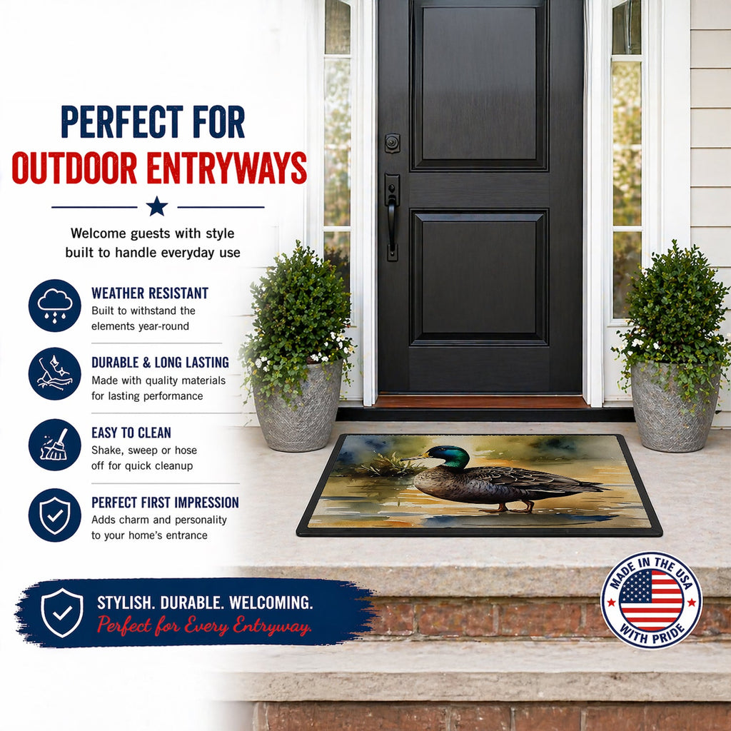 Mallard Duck Shoreline Doormat Indoor Outdoor 24H X 36W Front Door Mat Rugs for Entryway, Non Slip Washable Low Pile,