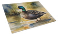 Mallard Duck Shoreline Cutting Board Tempered Glass Kitchen Cutting Surface, Heat Resistant Chopping, Non-Slip Feet, Food Prep & Serving