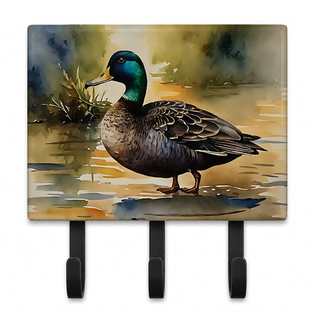 Mallard Duck Shoreline Leash or Key Holder Wall Hooks, Coat Rack Wall Mount, for Hanging Keys, Towels, Aprons, Leashes