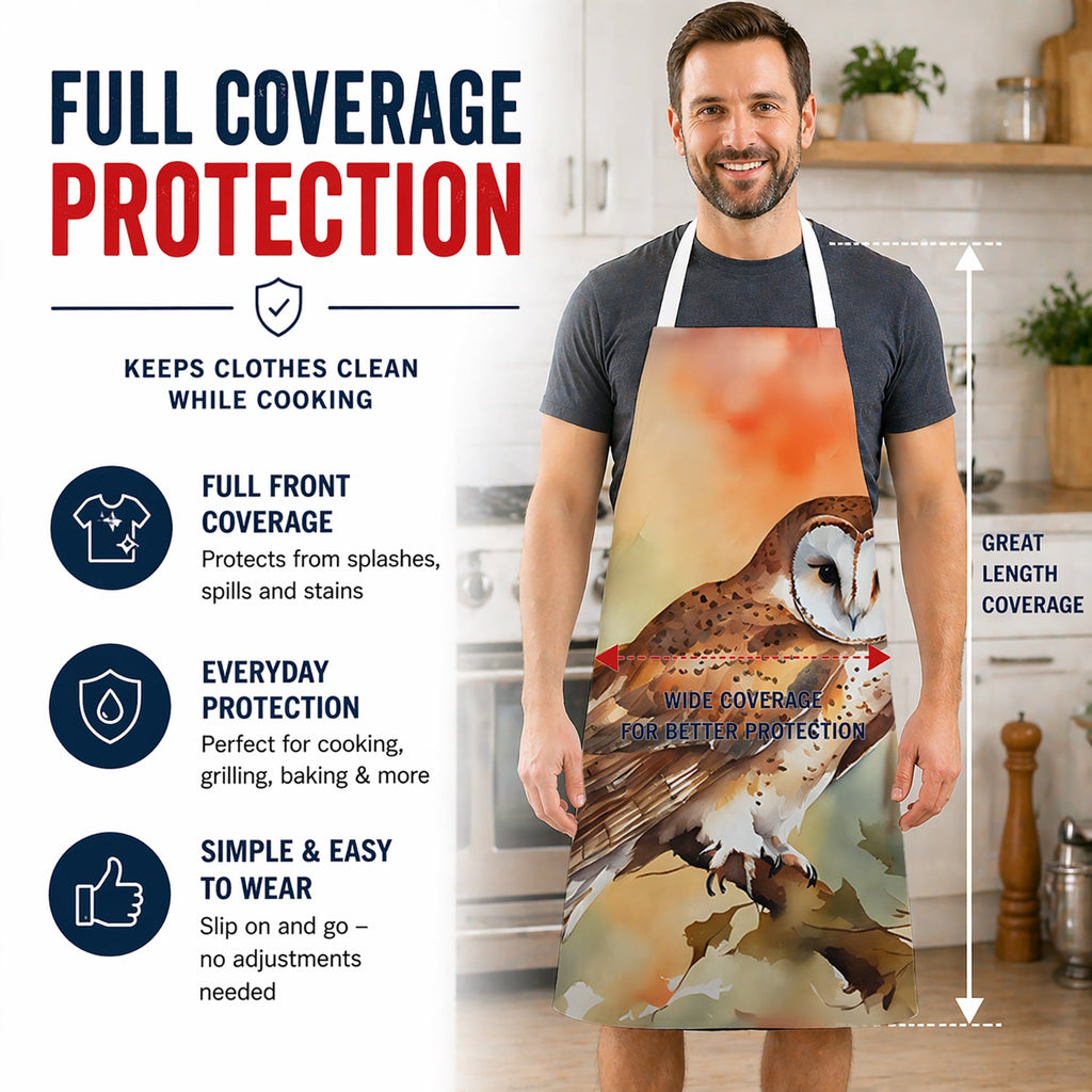 Perched Owl Woodland Wildlife Apron Cooking Kitchen Server Baking Crafts Gardening for Adult Women Men, Unisex, Large, Multicolor