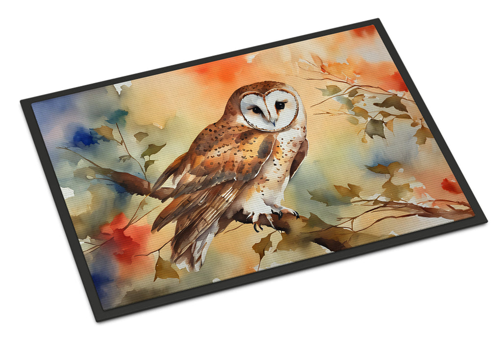 Perched Owl Woodland Wildlife Doormat Indoor Outdoor 18H X 27W Front Door Mat Rugs for Entryway, Non Slip Washable