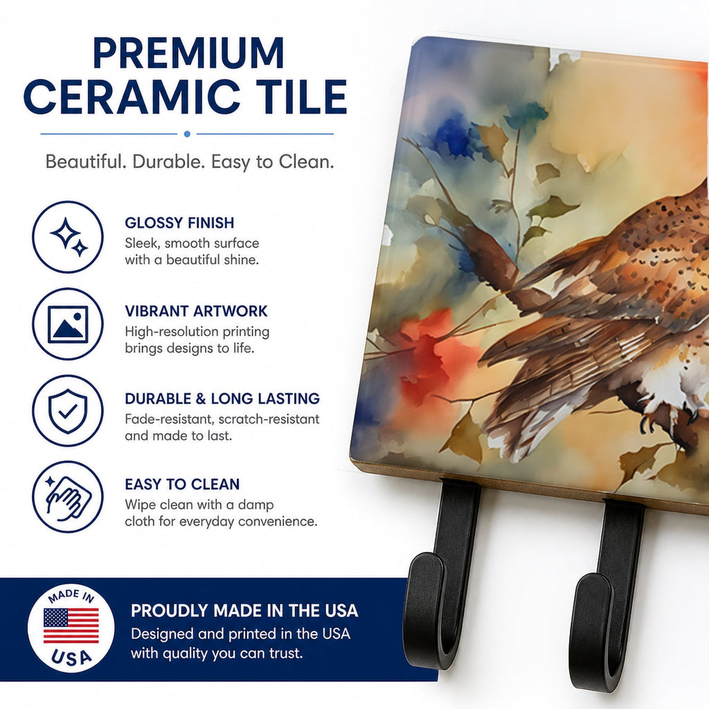 Perched Owl Woodland Wildlife Leash or Key Holder Wall Hooks, Coat Rack Wall Mount, for Hanging Keys, Towels, Aprons, Leashes