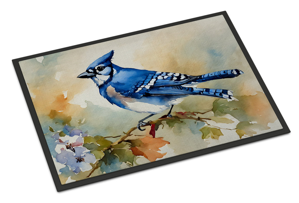 Blue Jay Wildlife Portrait Doormat Indoor Outdoor 18H X 27W Front Door Mat Rugs for Entryway, Non Slip Washable